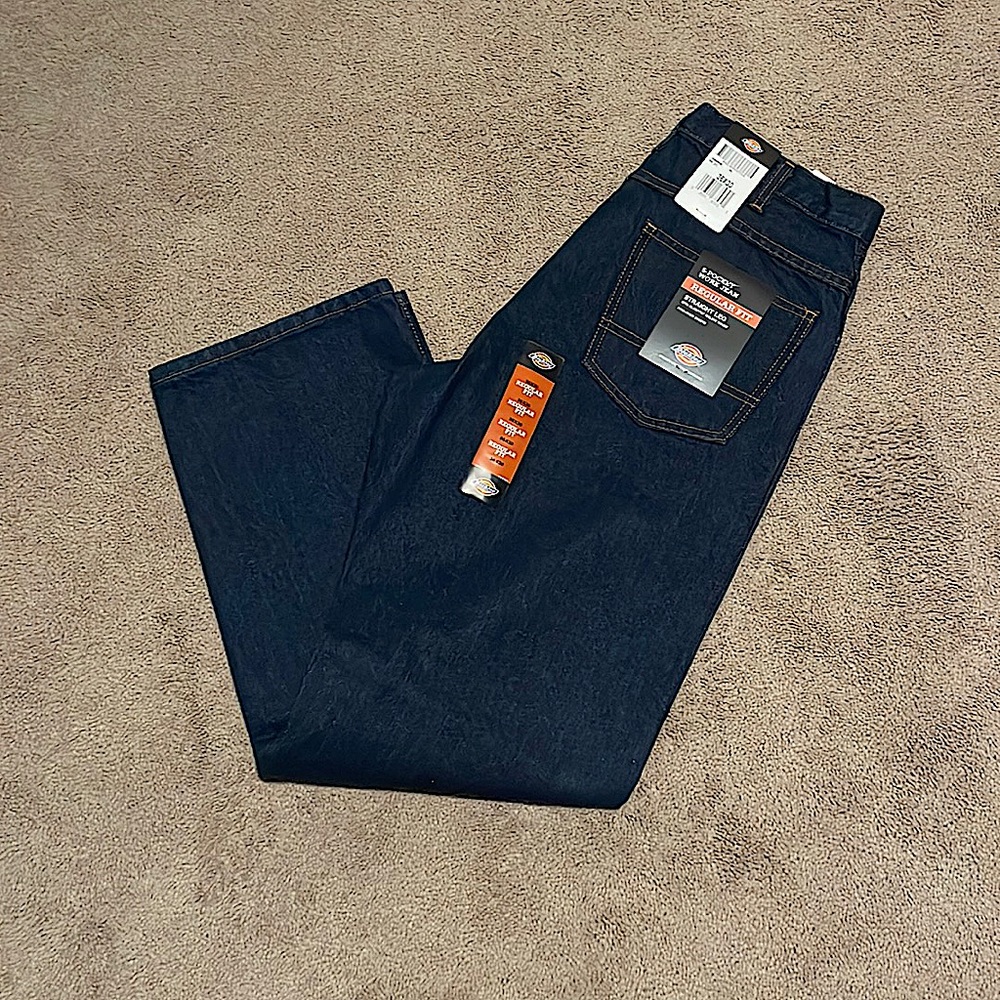 -dickies brand, dark wash, size 36W by 30L